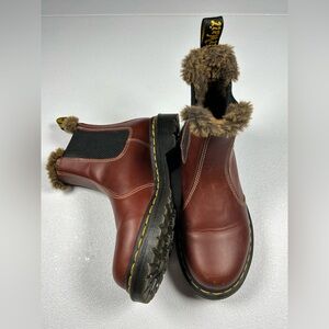 Dr. Martens Brown Fur-Lined Combat Boots